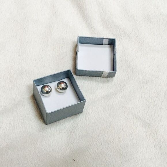 Silver ball earrings | Sz OS - Picture 3 of 3